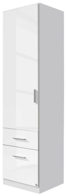 Product photograph of Celle 1 Door White Gloss Combi Wardrobe Left Hand - 47cm from Choice Furniture Superstore
