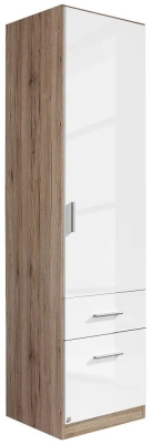 Rauch Celle 1 Door Sanremo Oak And White Gloss Combi Wardrobe Right Hand 47cm