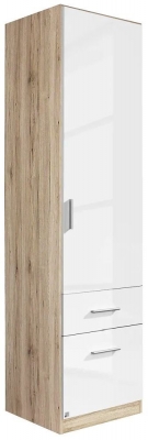 Rauch Celle 1 Door Sonoma Oak And White Gloss Combi Wardrobe Right Hand 47cm