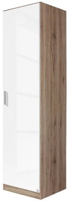 Rauch Celle 1 Door Sanremo Oak And White Gloss Wardrobe Right Hand 47cm