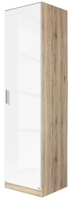 Rauch Celle 1 Door Sonoma Oak And White Gloss Wardrobe Right Hand 47cm