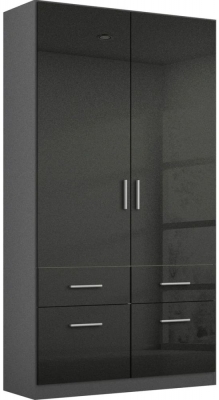 Rauch Celle 2 Door Charcoal Black Combi Wardrobe 91cm