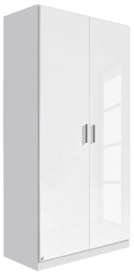 Celle 2 Door White Gloss Wardrobe - 91cm