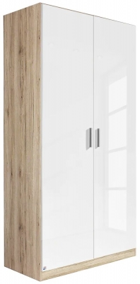 Rauch Celle 2 Door Sonoma Oak And White Gloss Wardrobe 91cm