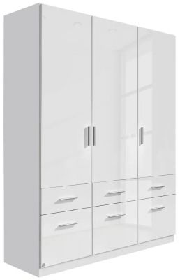 Product photograph of Celle 3 Door White Gloss Combi Wardrobe - 136cm from Choice Furniture Superstore