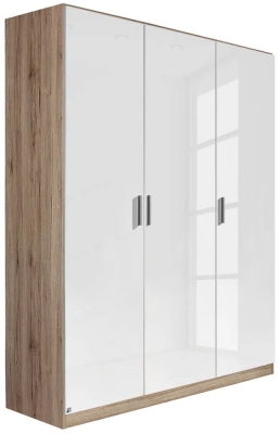 Rauch Celle 3 Door Sanremo Oak And White Gloss Wardrobe 136cm