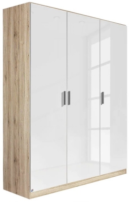 Rauch Celle 3 Door Sonoma Oak And White Gloss Wardrobe 136cm