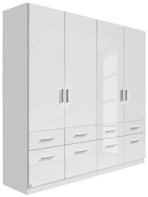 Product photograph of Celle 4 Door White Gloss Combi Wardrobe - 181cm from Choice Furniture Superstore