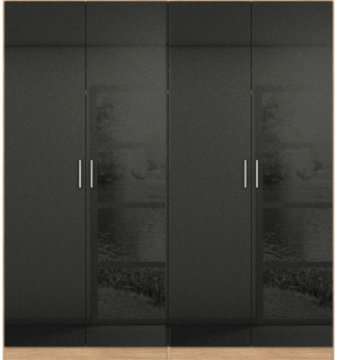 Rauch Celle 4 Door Charcoal Black And Oak Wardrobe 181cm
