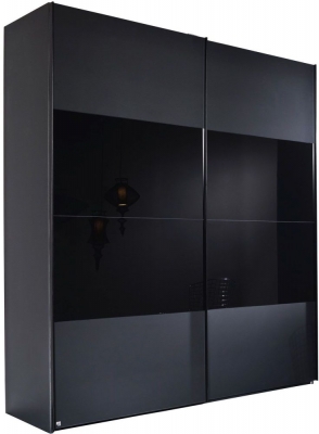 Image of 20UP Front 3A 2 Door Black Gloss Sliding Wardrobe - 160cm