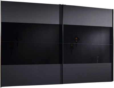 Image of 20UP Front 3A 2 Door Black Gloss Sliding Wardrobe - 280cm