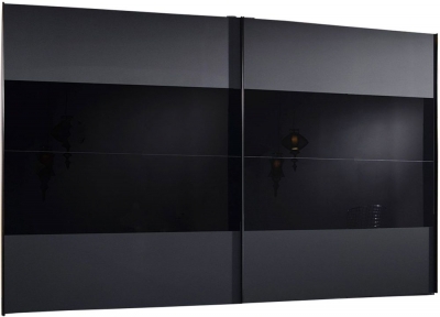 Image of 20UP Front 3A 2 Door Black Gloss Sliding Wardrobe - 320cm