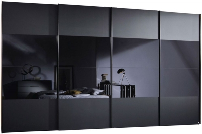 Product photograph of 20up Front 3a 4 Door Black Gloss Sliding Wardrobe - 380cm from Choice Furniture Superstore