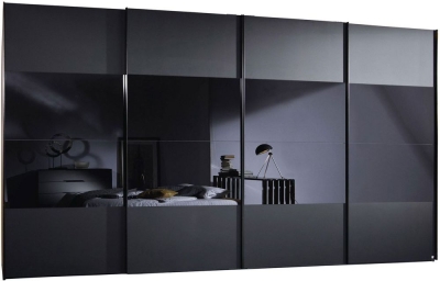 Product photograph of 20up Front 3a 4 Door Black Gloss Sliding Wardrobe - 400cm from Choice Furniture Superstore