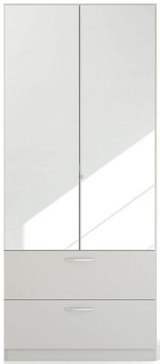 Rauch Pure Quadraspin 2 Door 2 Mirror Grey Combi Wardrobe 91cm