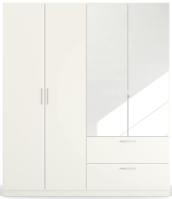 Product photograph of Quadra-spin 4 Door 2 Mirror Combi Wardrobe - Comes In Alpine White And Silk Grey Options from Choice Furniture Superstore