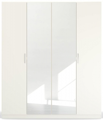 Product photograph of Quadra-spin 4 Door 2 Mirror Wardrobe - Comes In Alpine White And Silk Grey Options from Choice Furniture Superstore