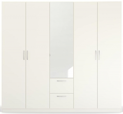 Product photograph of Quadra-spin 5 Door 1 Mirror Combi Wardrobe - Comes In Alpine White And Silk Grey Options from Choice Furniture Superstore