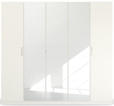 Product photograph of Quadra-spin 5 Door 3 Mirror Wardrobe - Comes In Alpine White And Silk Grey Options from Choice Furniture Superstore