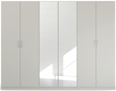 Rauch Pure Quadraspin 6 Door 2 Mirror Grey Wardrobe 271cm