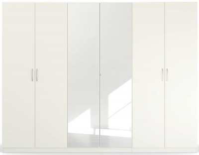 Product photograph of Quadra-spin 6 Door 2 Mirror Wardrobe - Comes In Alpine White And Silk Grey Options from Choice Furniture Superstore