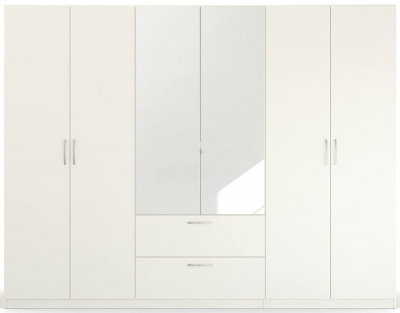 Product photograph of Quadra-spin 6 Door 2 Mirror Combi Wardrobe - Comes In Alpine White And Silk Grey Options from Choice Furniture Superstore