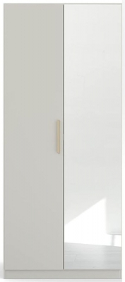 Rauch Skandi Quadraspin 2 Door 1 Mirror Grey Wardrobe 91cm