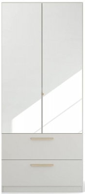 Rauch Skandi Quadraspin 2 Door 2 Mirror Grey Combi Wardrobe 91cm