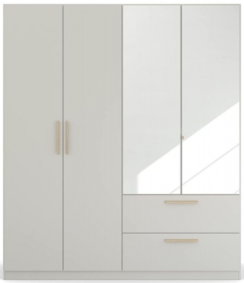 Rauch Skandi Quadraspin 4 Door 2 Mirror Grey Combi Wardrobe 181cm
