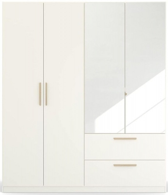 Product photograph of Skandi Quadra-spin 4 Door 2 Mirror Combi Wardrobe - Comes In Alpine White And Silk Grey Options from Choice Furniture Superstore