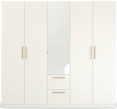 Product photograph of Skandi Quadra-spin 5 Door 1 Mirror Combi Wardrobe - Comes In Alpine White And Silk Grey Options from Choice Furniture Superstore
