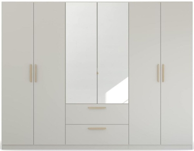 Rauch Skandi Quadraspin 6 Door 2 Mirror Grey Combi Wardrobe 271cm