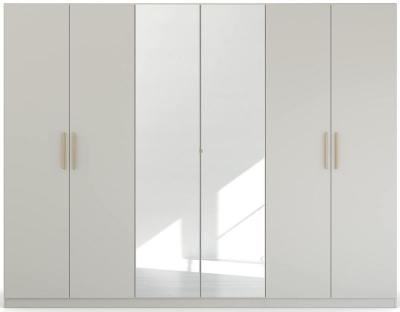 Rauch Skandi Quadraspin 6 Door 2 Mirror Grey Wardrobe 271cm