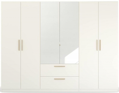 Product photograph of Skandi Quadra-spin 6 Door 2 Mirror Combi Wardrobe - Comes In Alpine White And Silk Grey Options from Choice Furniture Superstore