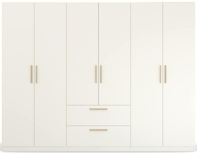 Product photograph of Skandi Quadra-spin 6 Door Combi Wardrobe - Comes In Alpine White And Silk Grey Options from Choice Furniture Superstore