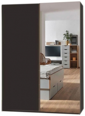 Rauch Lias 2 Door 1 Mirror Black Sliding Wardrobe 151cm