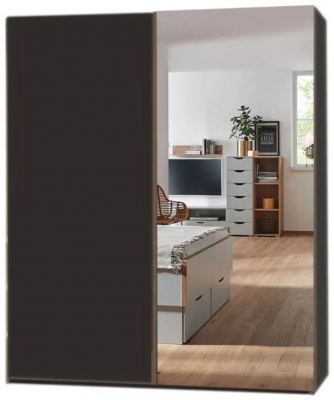 Rauch Lias 2 Door 1 Mirror Black Sliding Wardrobe 201cm