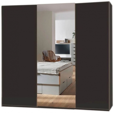 Rauch Lias 3 Door 1 Mirror Black Sliding Wardrobe 226cm