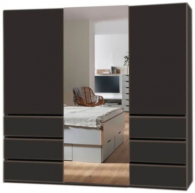 Rauch Lias 3 Door 1 Mirror Combi Black Sliding Wardrobe 226cm