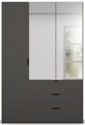 Product photograph of Rauch Lias 3 Door 2 Mirror Black Combi Wardrobe - 151cm from Choice Furniture Superstore