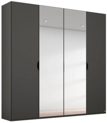 Rauch Lias 4 Door 2 Mirror Black Wardrobe 201cm