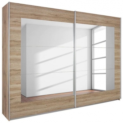 Product photograph of Rauch Alegro 2 Door Sanremo Oak Light Sliding Wardrobe - 271cm from Choice Furniture Superstore