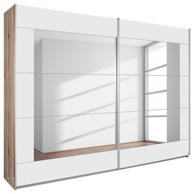 Rauch Alegro 2 Door Sanremo Oak Light And White Sliding Wardrobe 181cm