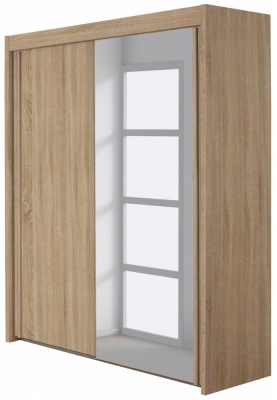 Product photograph of Imperial 2 Door 1 Mirror Sliding Wardrobe In Sonoma Oak - 181cm from Choice Furniture Superstore