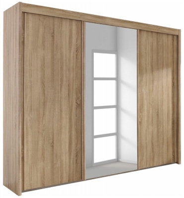 Rauch Imperial 3 Door 1 Mirror Sliding Wardrobe In Artisan Oak 250cm