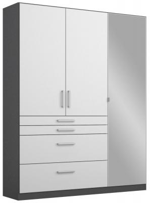 Rauch Homburg 3 Door 1 Mirror Combi Wardrobe In Grey And White 136cm