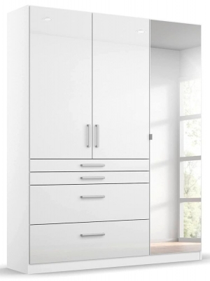 Product photograph of Homburg 3 Door 1 Mirror Combi Wardrobe In White - 136cm from Choice Furniture Superstore