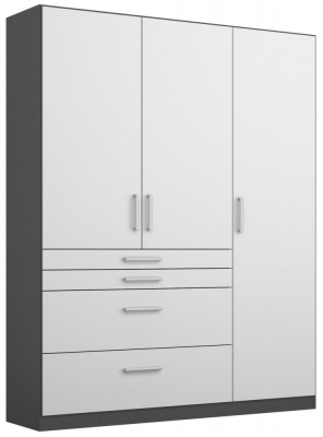 Rauch Homburg 3 Door Combi Wardrobe In Grey And White 136cm