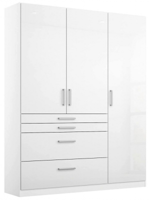 Product photograph of Homburg 3 Door Combi Wardrobe In White - 136cm from Choice Furniture Superstore