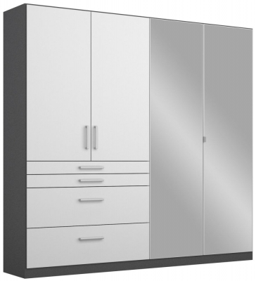 Rauch Homburg 4 Door 2 Mirror Combi Wardrobe In Grey And White 181cm
